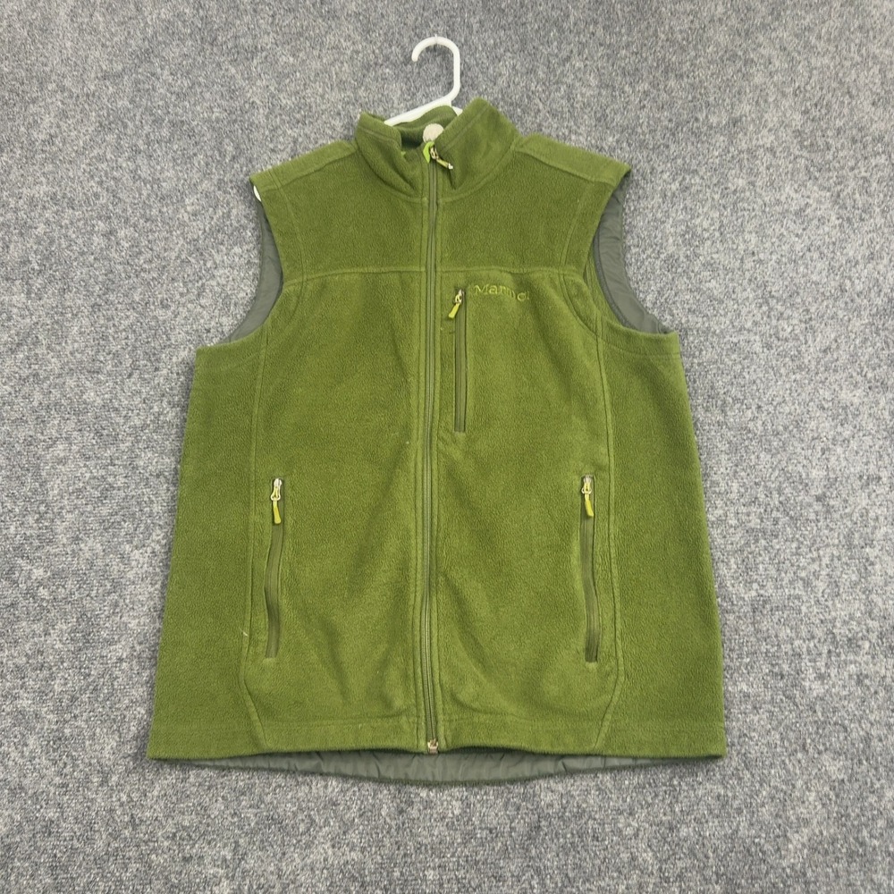 Marmot Vest Mens M Green Polyester Fleece Full Zip Outdoors Gorpcore Hiking